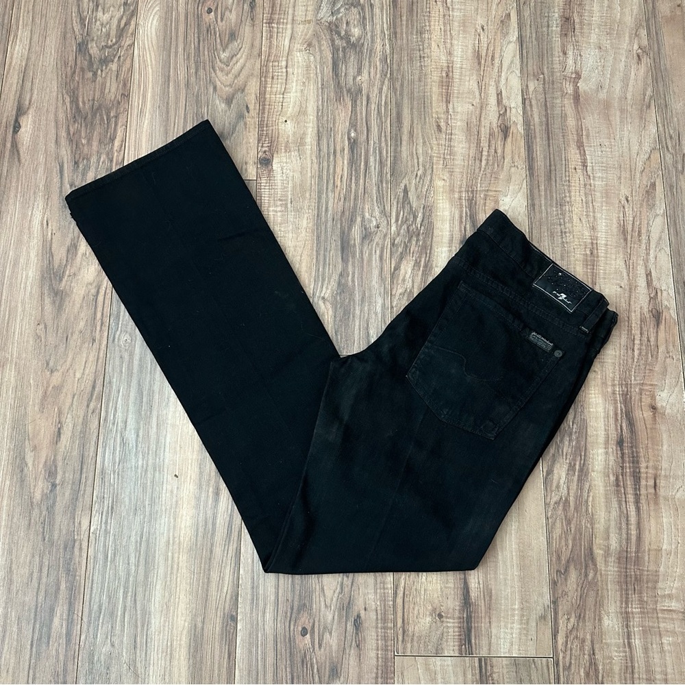 NWT 7 For All Mankind Black Boot Cut Jeans Stretchy • Size: 32x35